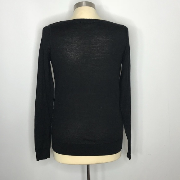 Loft Black and Cream Lace Front Sweater - Picture 2 of 5